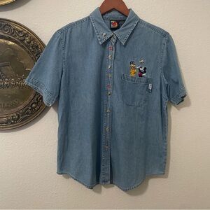 Vintage Mickey Mouse Denim Embroidered Shirt